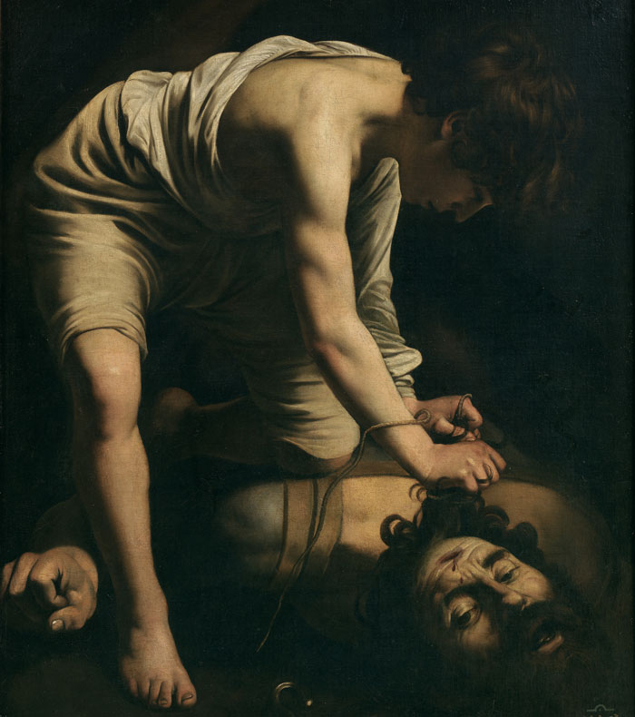 schilderij David en Goliath door Caravaggio